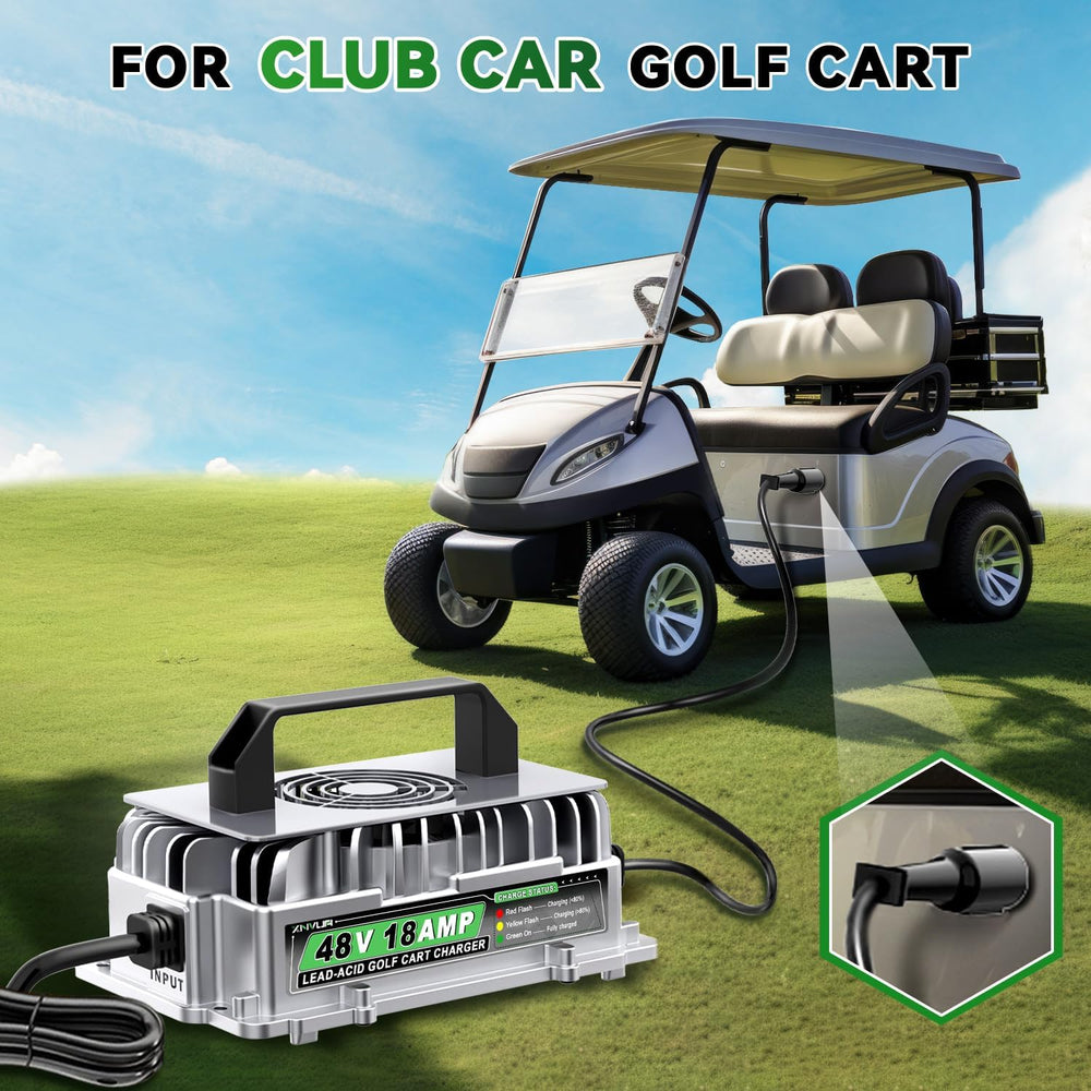 48 Volt 18 AMP Golf Cart Battery Charger for Club Car 3-Pin Round Plug for 48...