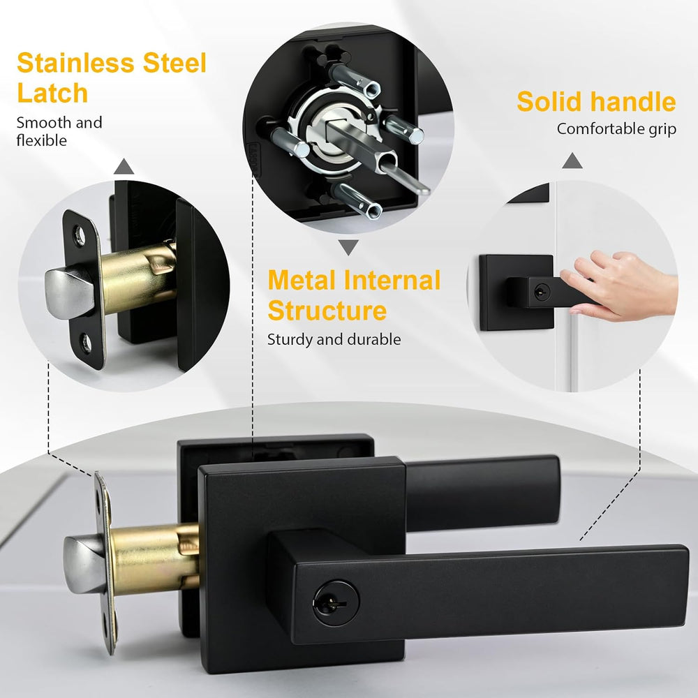 Exterior Door Lock Set with Deadbolt, Keyed Alike Door Handle with Lock, Heav...