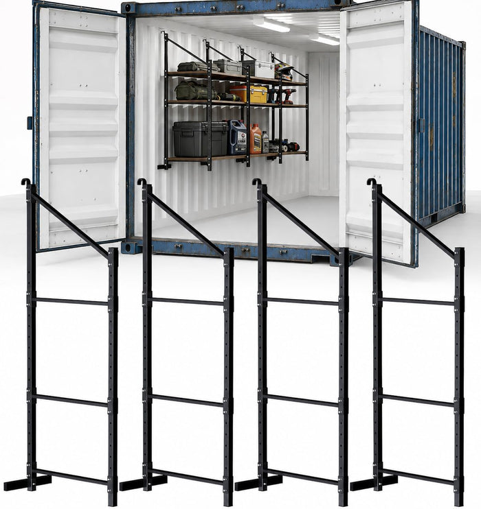 Shipping Container Shelving Brackets, D-Ring Mount, 3-Tier, 4-Pack