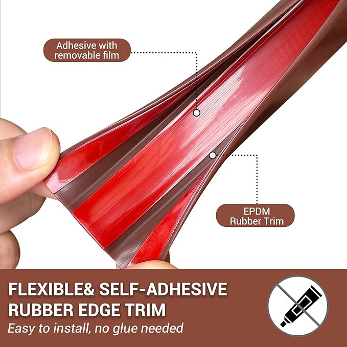 Rubber Edge Trim, Flexible Edge Banding, 5/8" U Channel Furniture Edge P...
