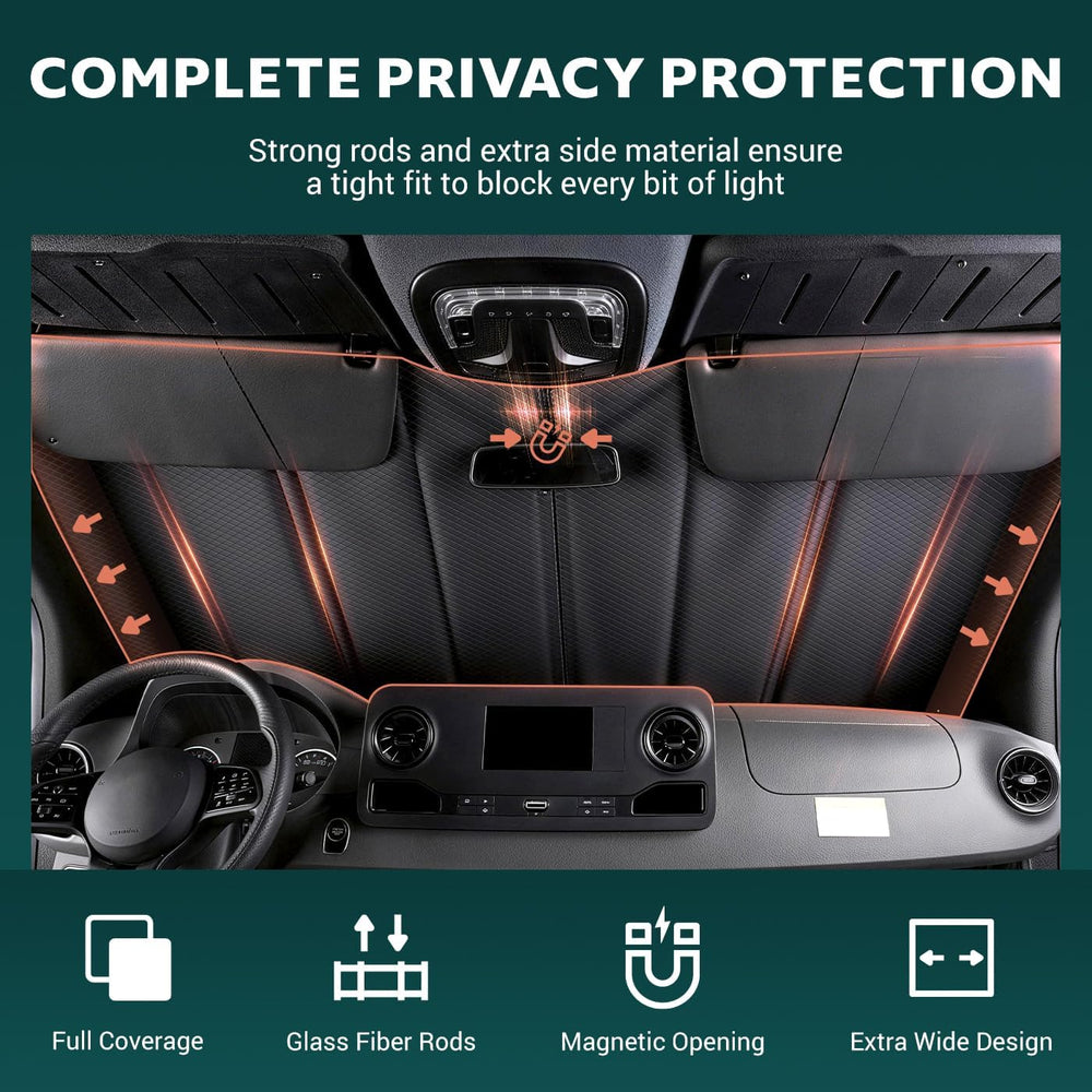 Windshield Cover for Mercedes-Benz Sprinter 2007-2026 NCV3/VS30, Insulated Bl...