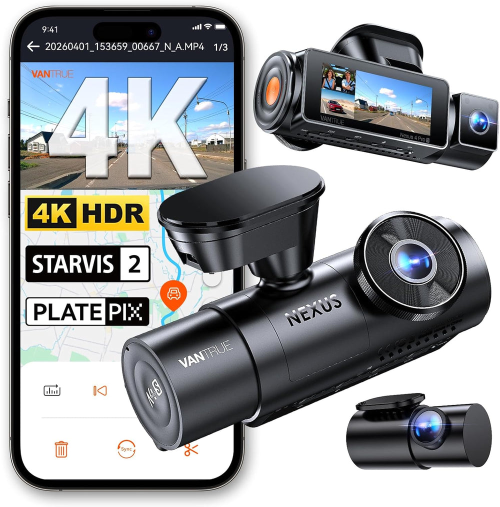 Vantrue N4 Pro S 4K 3 Channel Dash Cam, Triple STARVIS 2 HDR Car Camera