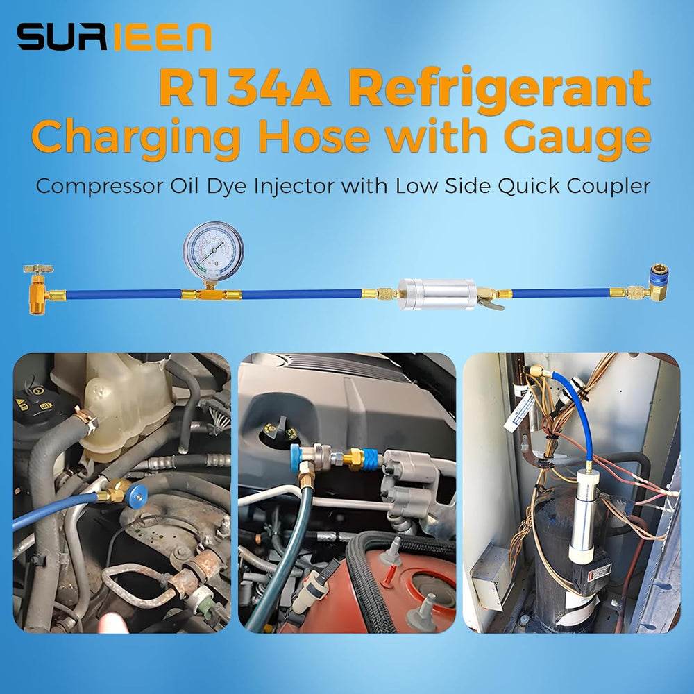 AC Oil Injector Tool with R134A Refrigerant Charging Hose