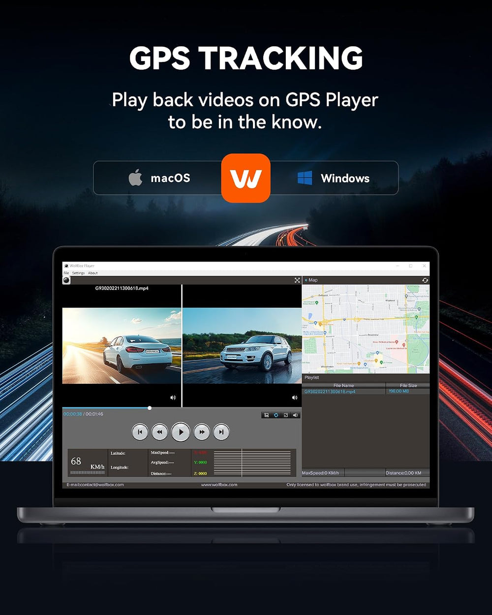 WOLFBOX G930 10'' 4K Rear View Mirror Camera with 64GB Card,5.8GHz WiFi