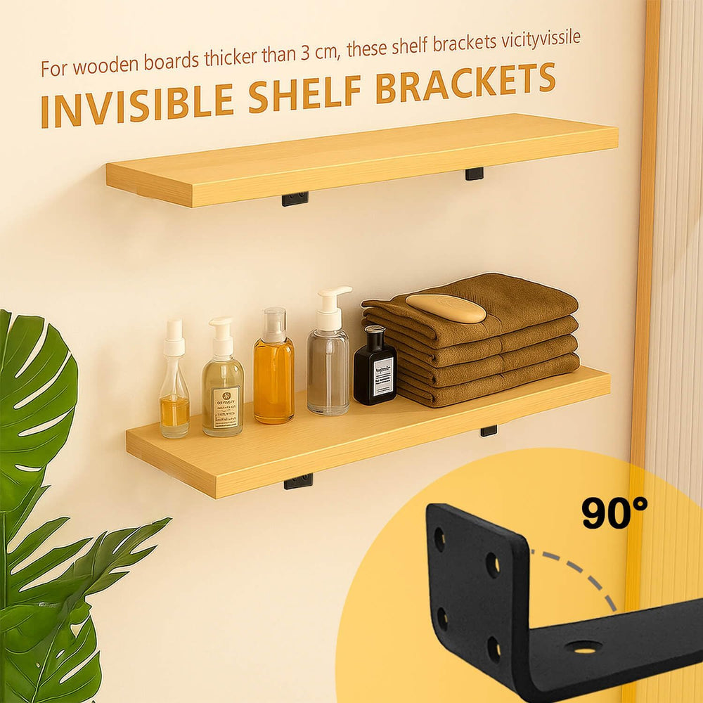 Floating Shelf Bracket 12 Inch of 4 Pack Heavy Duty Shelf Brackets Black Coat...
