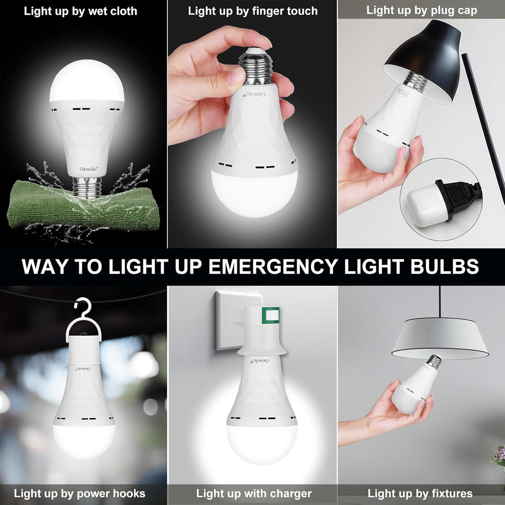 Ostwiki 10 Pack Rechargeable Emergency Light Bulbs for Power Outage