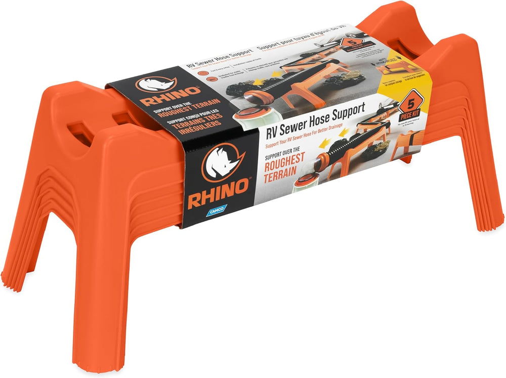 Camco Rhino RV Sewer Hose Support Kit - Extends Over Uneven Terrain for Easy ...