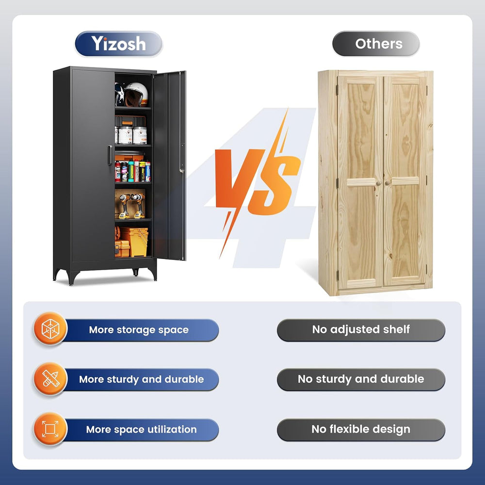 Metal Garage Storage Cabinet with 2 Doors and 4 Adjustable Shelves - 71"...
