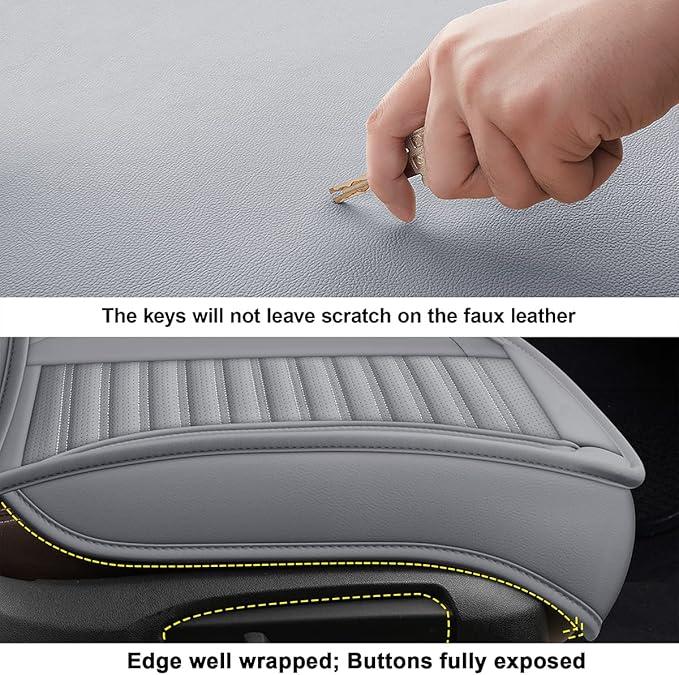 LINGVIDO Car Seat Covers, Breathable and Waterproof Faux Leather Automotive