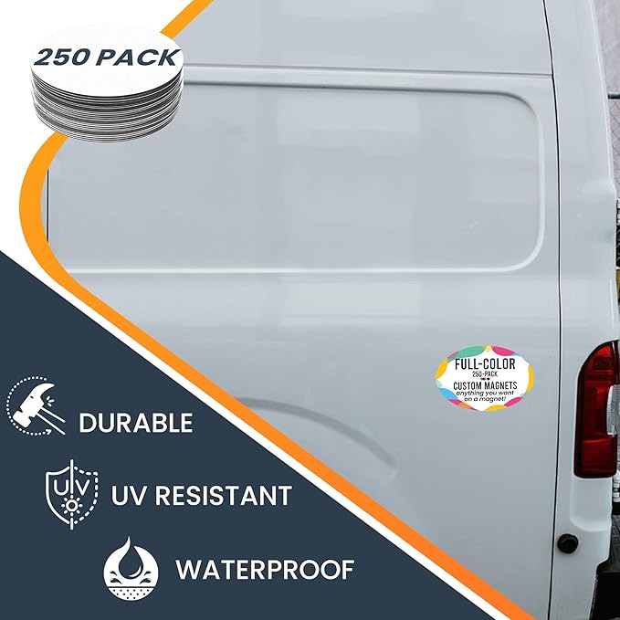 Magnet Me Up Customizable Magnet Pack, Oval Magnetic Decal, Advertising (250 ...