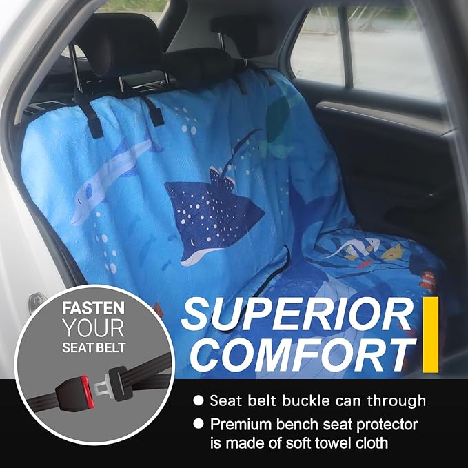 Back Seat Cover for Car Trucks Van SUV, Waterproof Rear Bench Towel Seat Covers