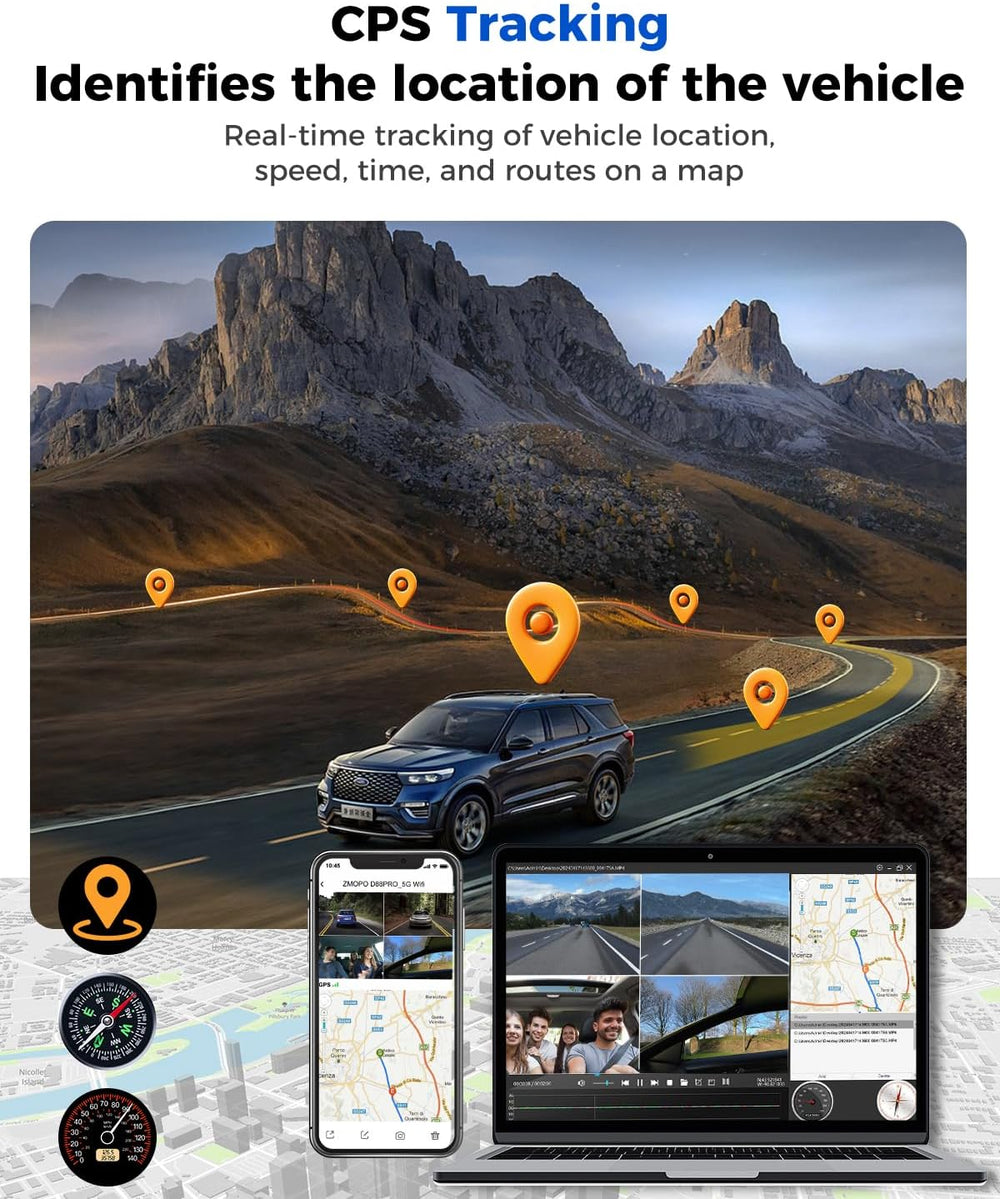 360 View 4 Channel Dash Cam Front and Rear Left Right Inside Camera for Cars,...