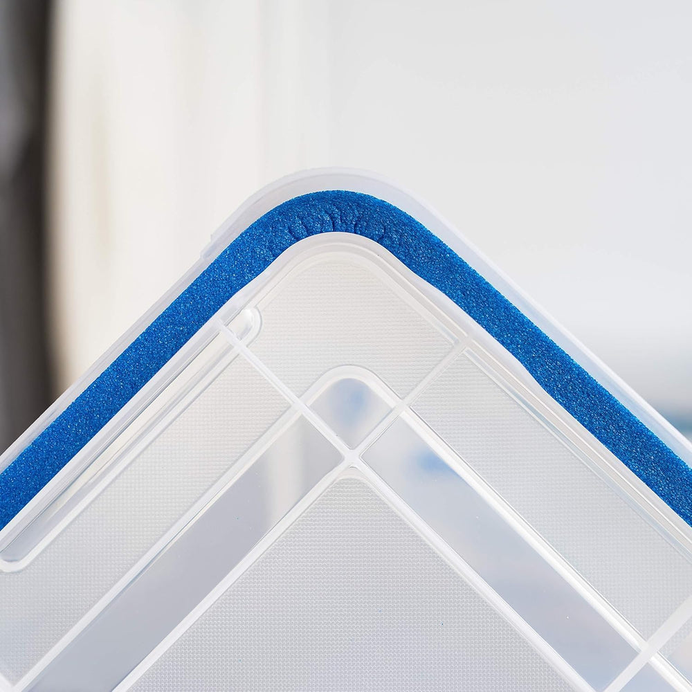 IRIS USA 3-Pack 60 Qt Storage Bins with Gasket Lids, Clear/Blue