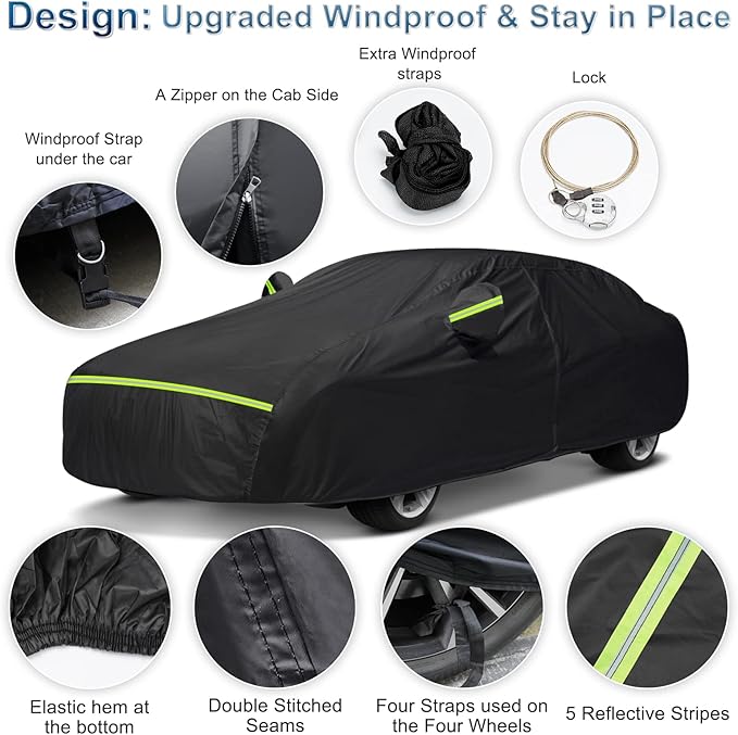 for Mercedes Benz S Car Cover Waterproof All Weather Heavy Duty Protection