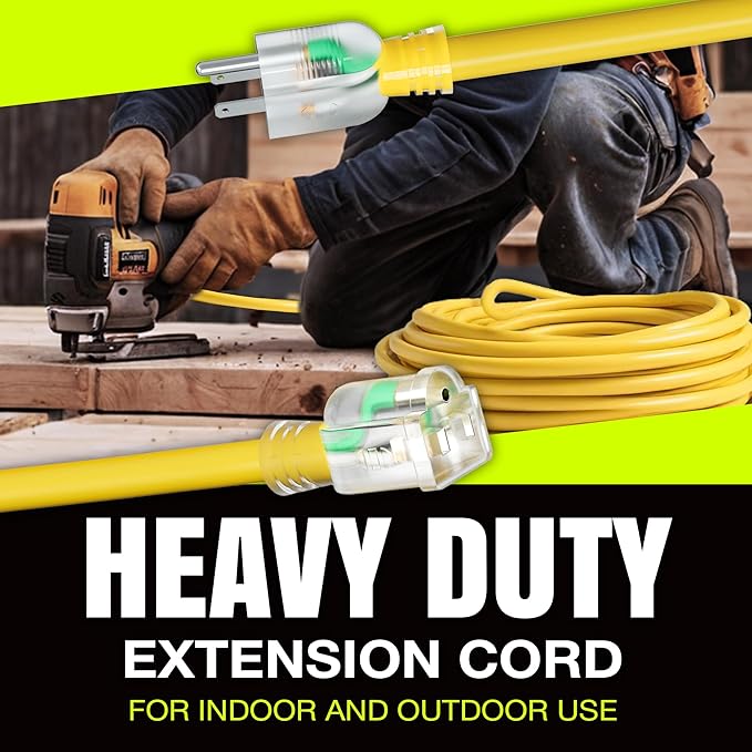 75ft Outdoor/Indoor Extension Cord 16/3 Gauge Heavy Duty 3 Prong SJTW,