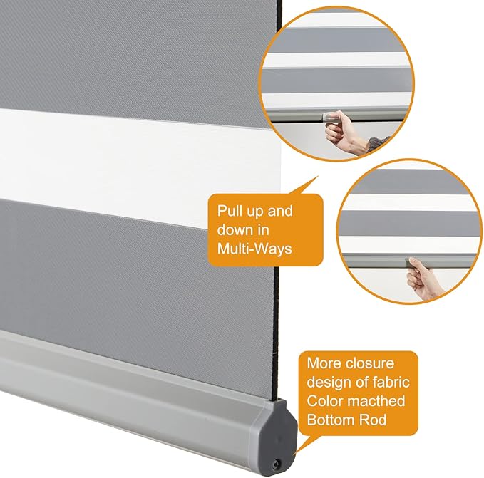 Persilux Cordless Zebra Blinds for Windows Free-Stop Dual Layer Roller Windows
