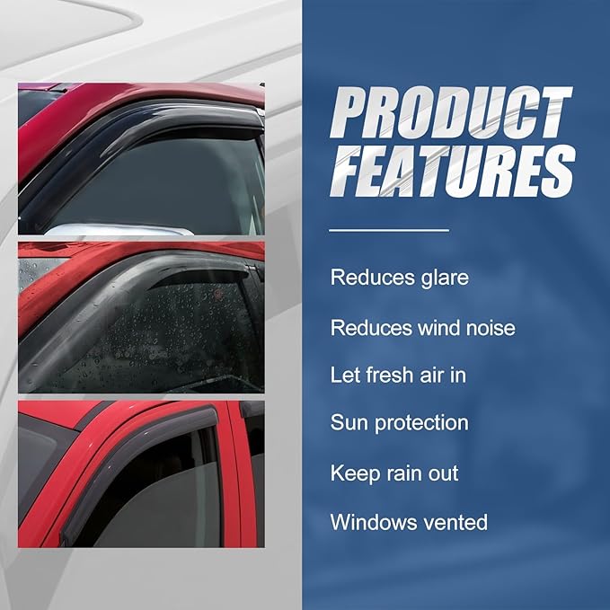 Auto Dynasty 4PCS Carbon Fiber Pattern Window Visors Compatible