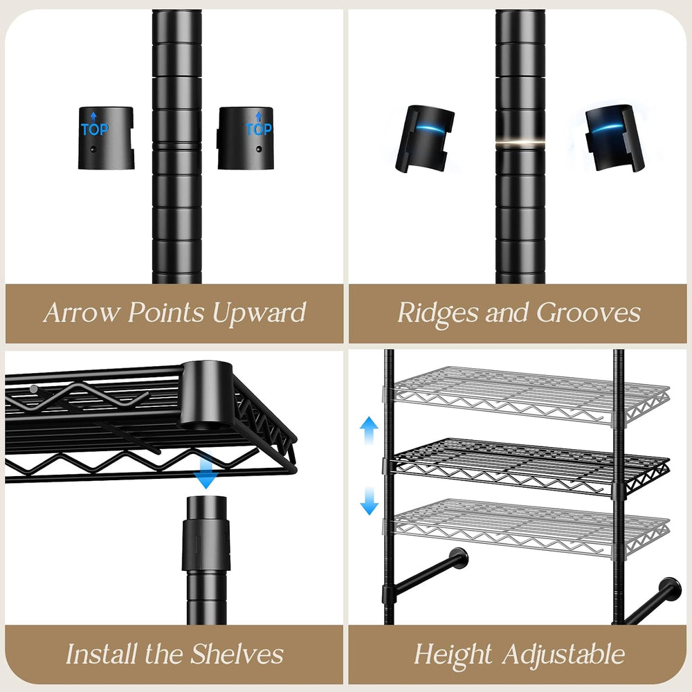 Wall Mounted Closet System, Heavy Duty 2-Row Clothes Rack, Expandable Industr...
