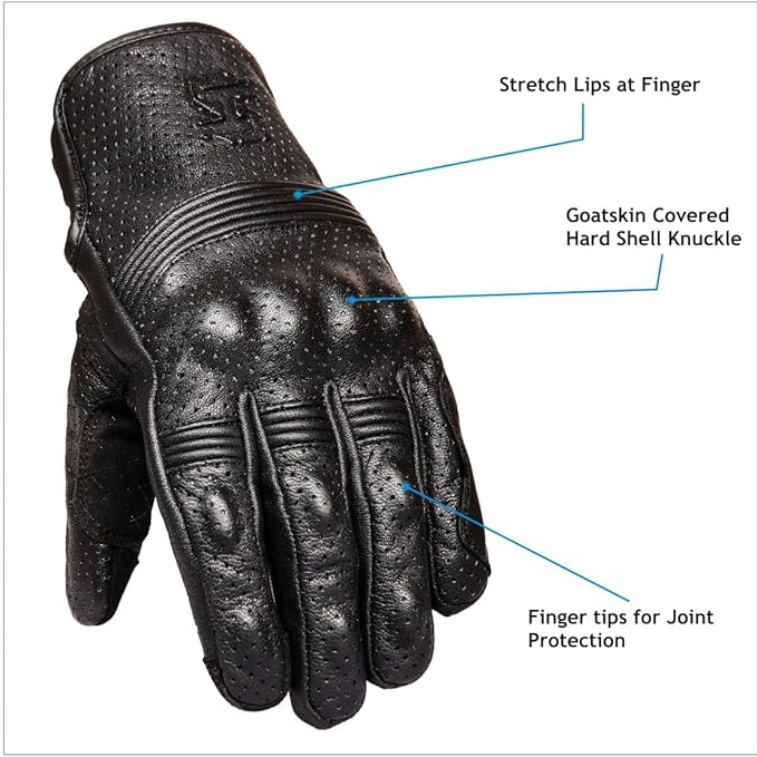 Leather Motorcycle Gloves for Men and Women | Touchscreen | Full Finger |