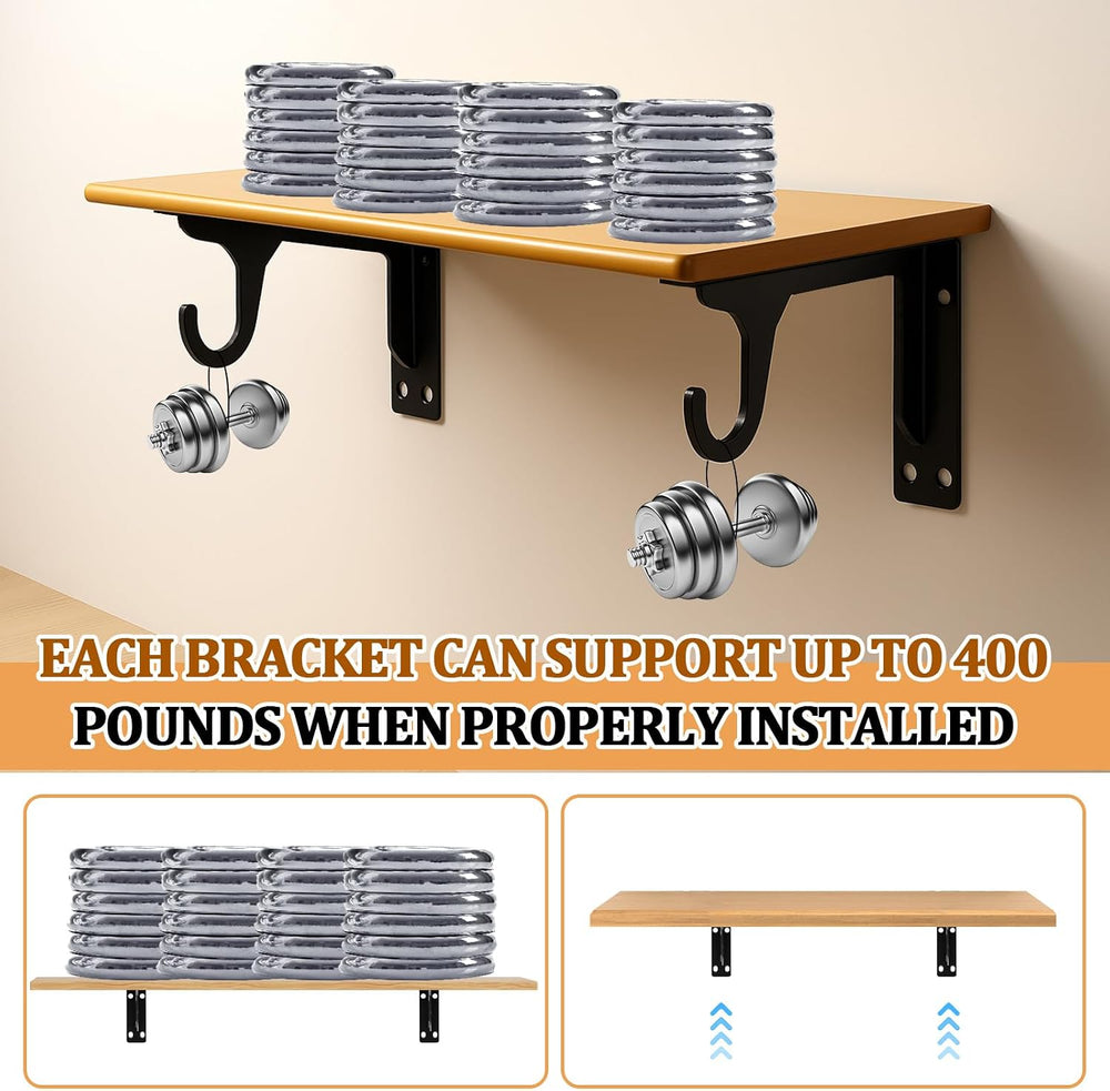 4 Pcs Wall Mounted Closet Rod Brackets, 11.18 Inch, Black