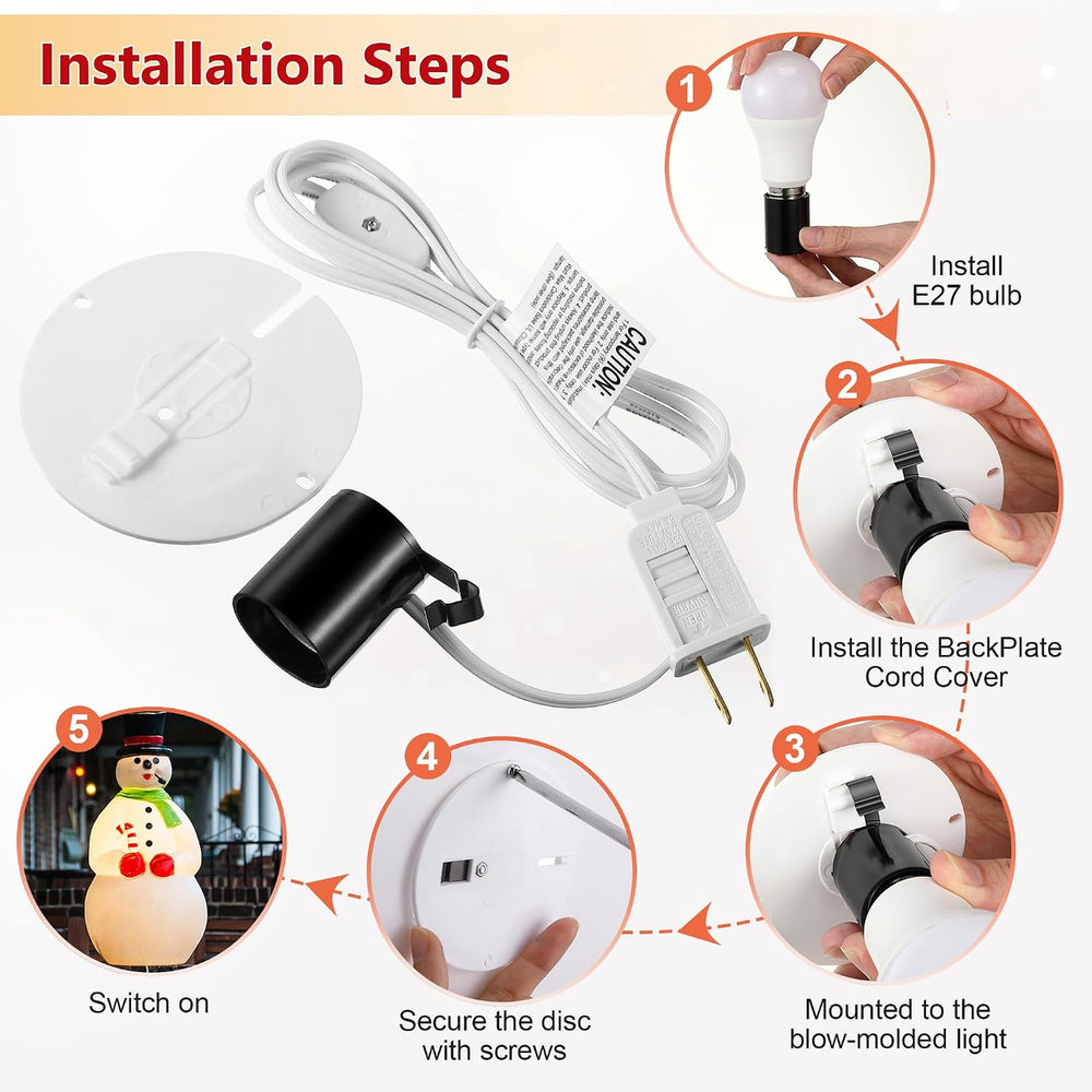 10 Set Blow Mold Light Kit E26 E27 Socket, Cord with Switch and Plug