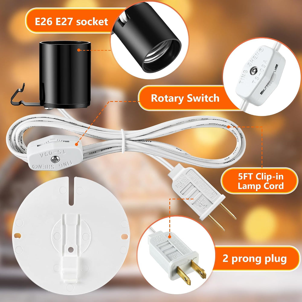 10 Set Blow Mold Light Kit E26 E27 Socket, Cord with Switch and Plug