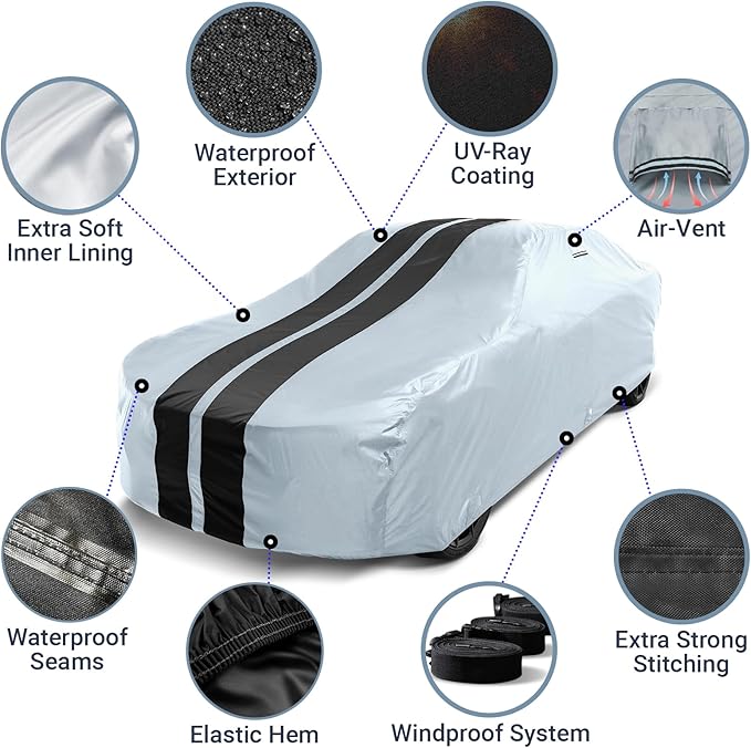 iCarCover Custom Car Cover for Chevy Monza Coupe Waterproof All Weather Rain