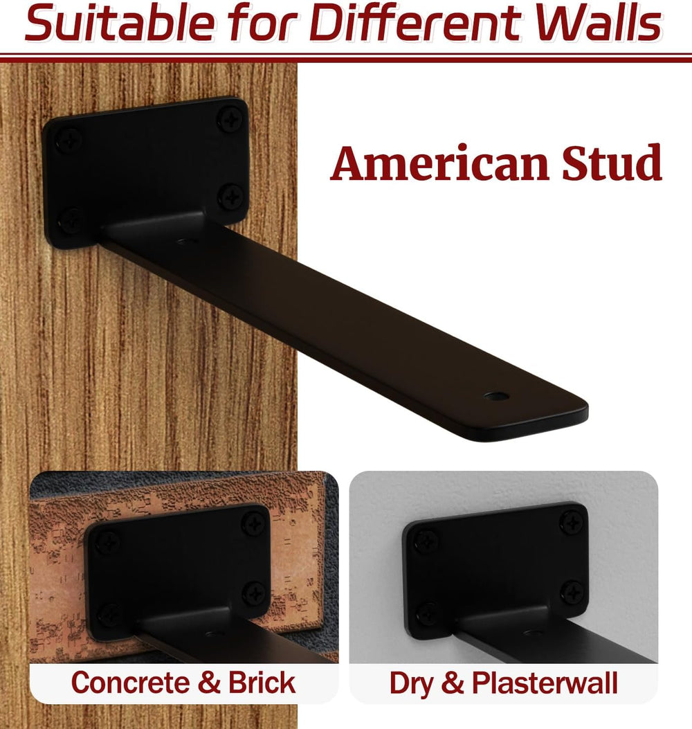 10 Inch Shelf Brackets, 8 Pack Floating Shelf Bracket, 1/5" Thick