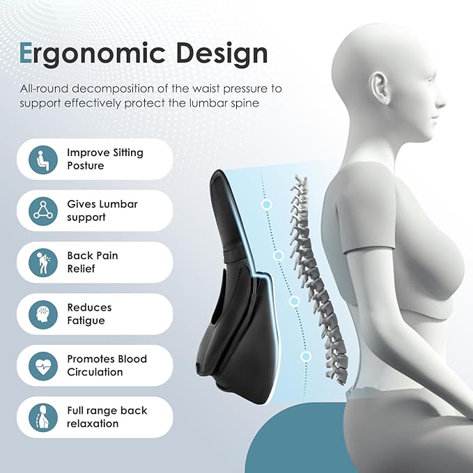 FLORICH Double Layer Breathable Mesh Lumbar Support Ergonomic Leather Lumbar