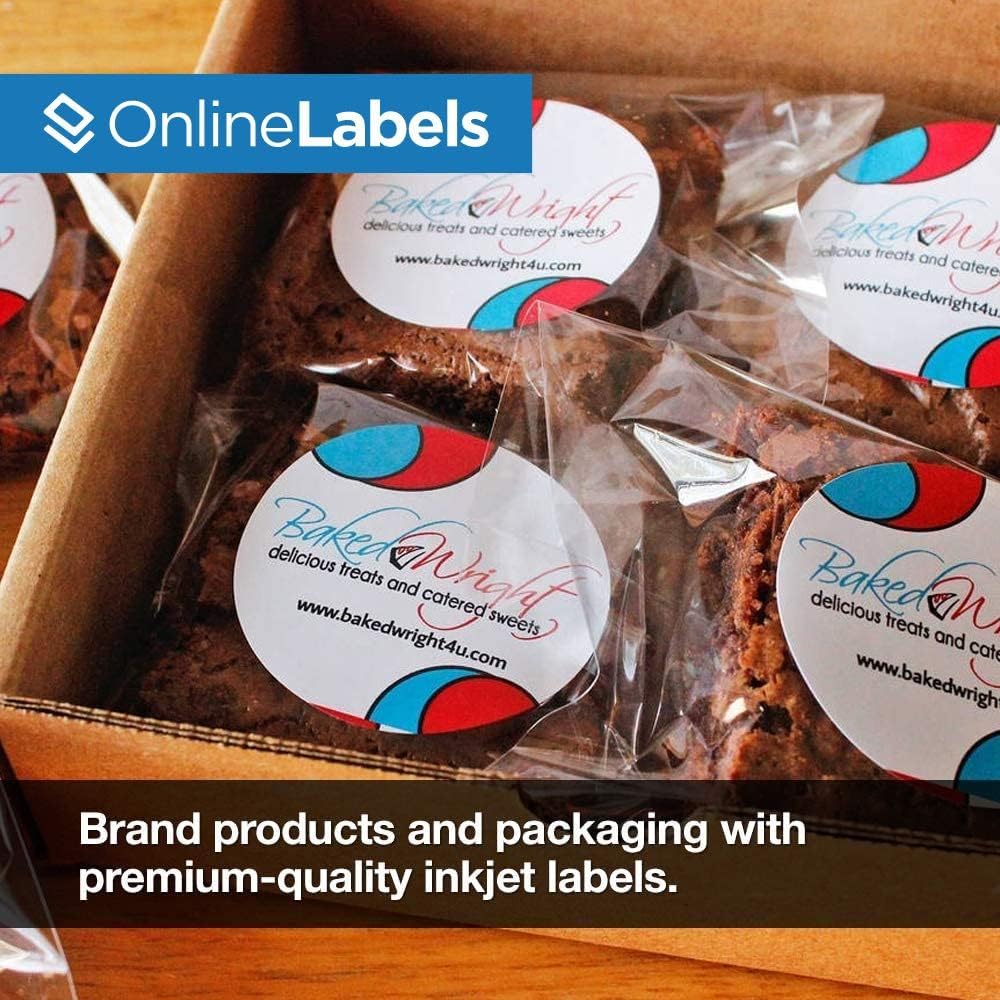OnlineLabels 2.5" Circle Labels - White Gloss - Inkjet - 100 Sheets