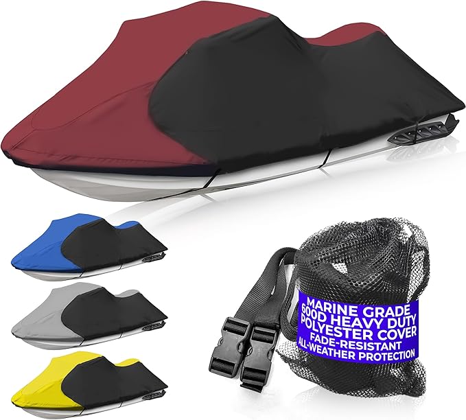 Trailerable Jet Ski Cover, Waterproof Marine Grade 600D Heavy Duty Polyester