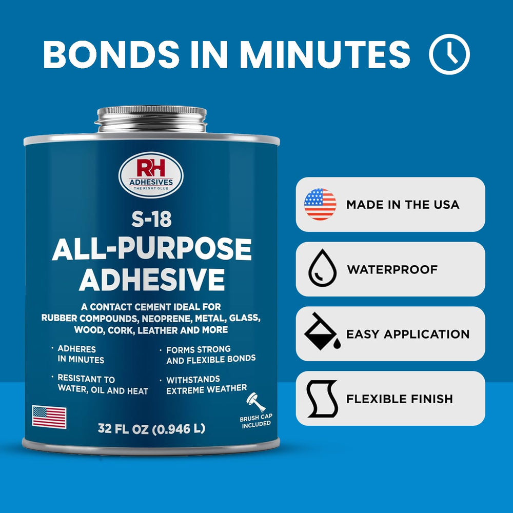 S-18 All-Purpose Adhesive 32 oz -Contact Cement for Headliner, Upholstery
