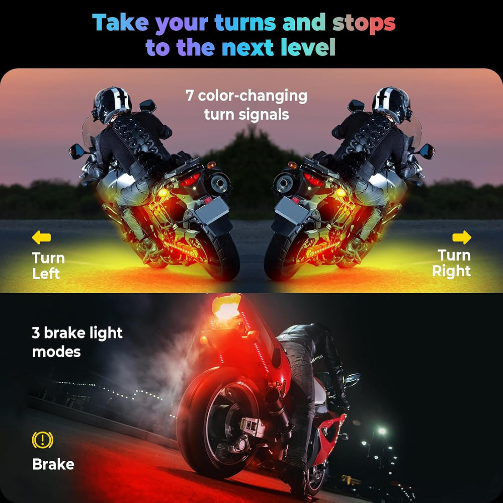 18PCS Motorcycle Underglow Kit with APP/Remote Control,Pixelglow Effect