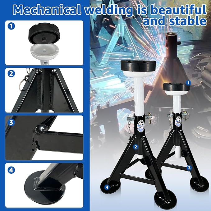 HKTE 4 Ton Heavy Duty Jack Stands, Security Locking Pins, 000 lbs Capacity (2...
