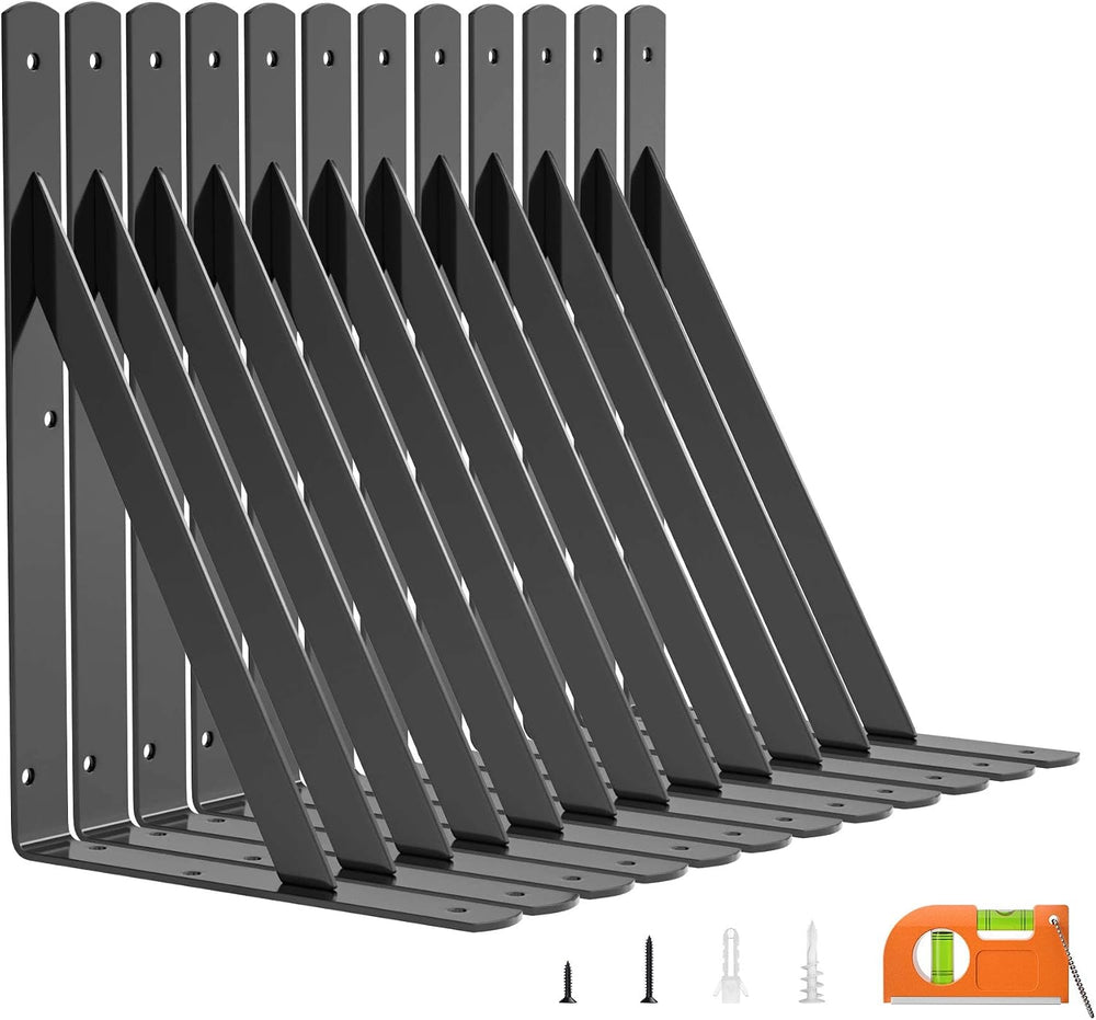 LuckIn 12 Inch Heavy Duty Shelf Bracket, Wall Shelf Brackets, 90 Degree Brack...