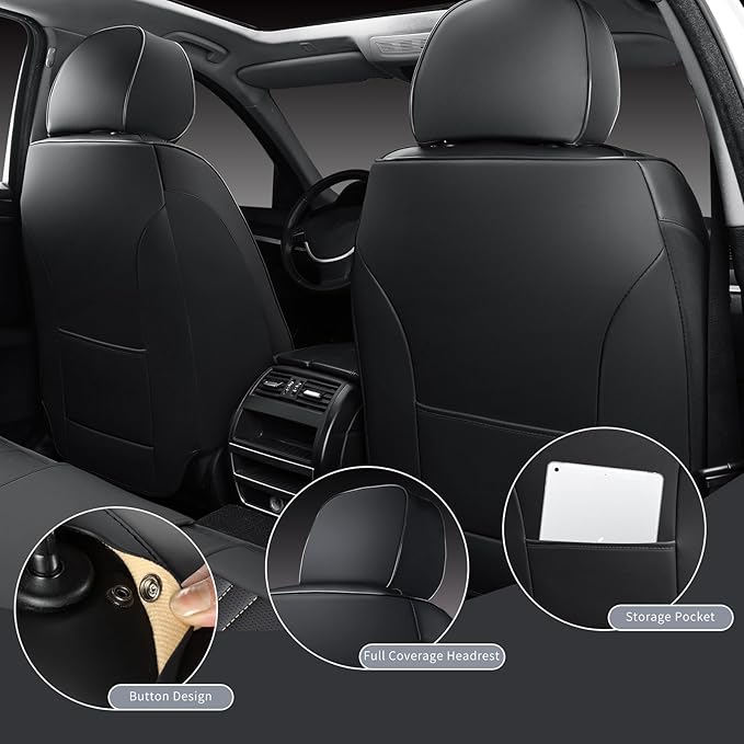 Leather Seat Covers, Car Seat Protector Waterproof, Seat Covers Full Set