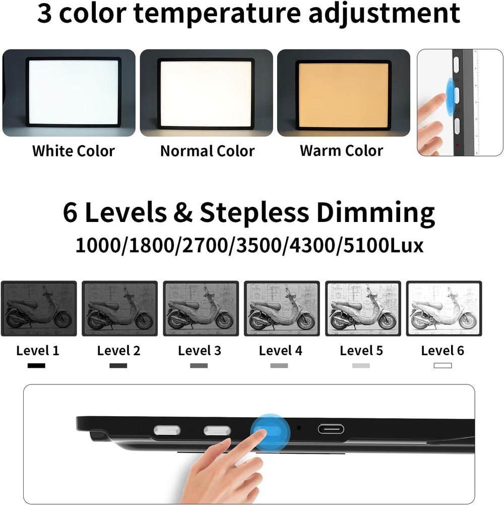 TOHETO Rechargeable A3 Light Board with Stand, Bag, Super Bright Magnetic Lig...