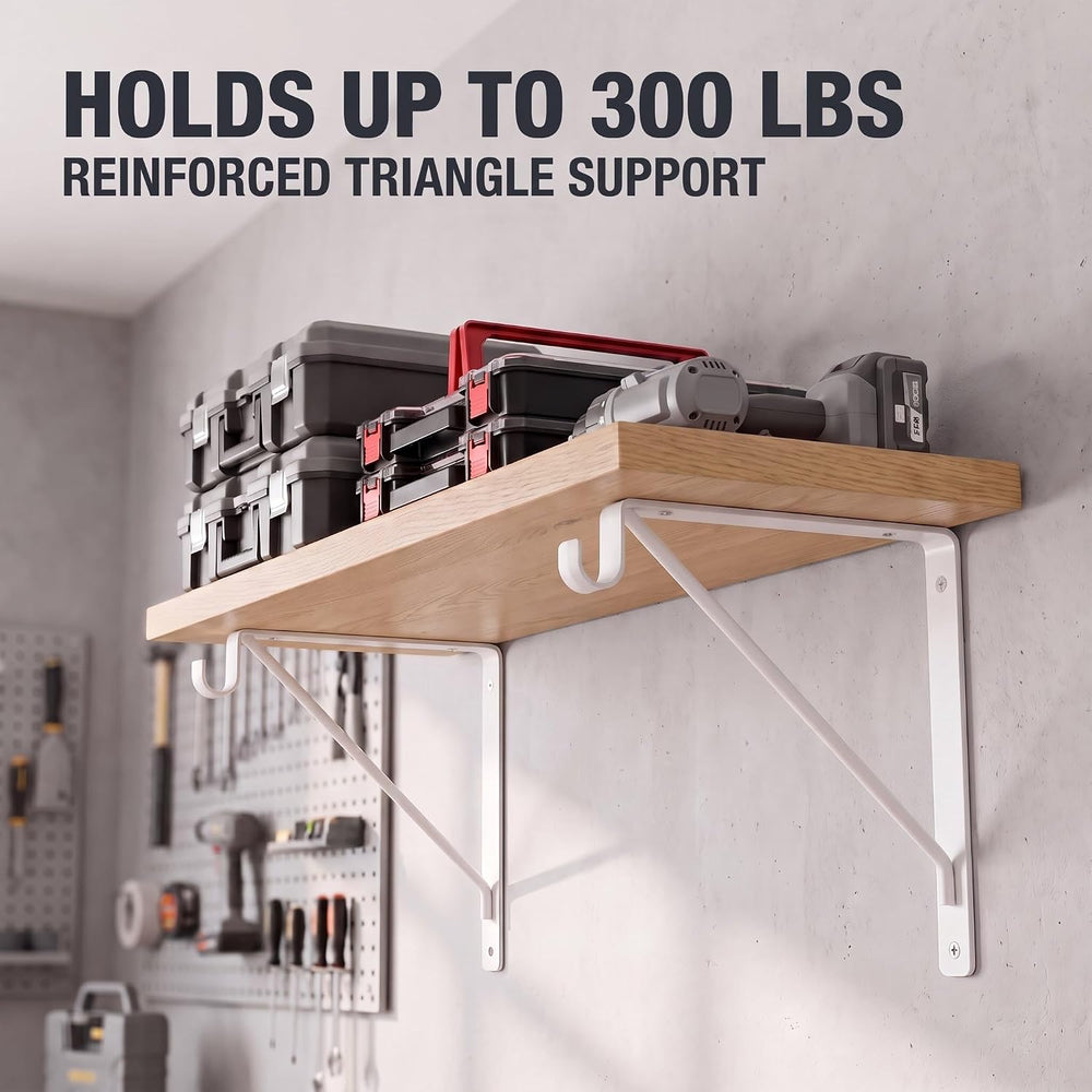 6 PCS Heavy Duty Closet Rod Bracket,11''x11'' Closet Shelf Br...