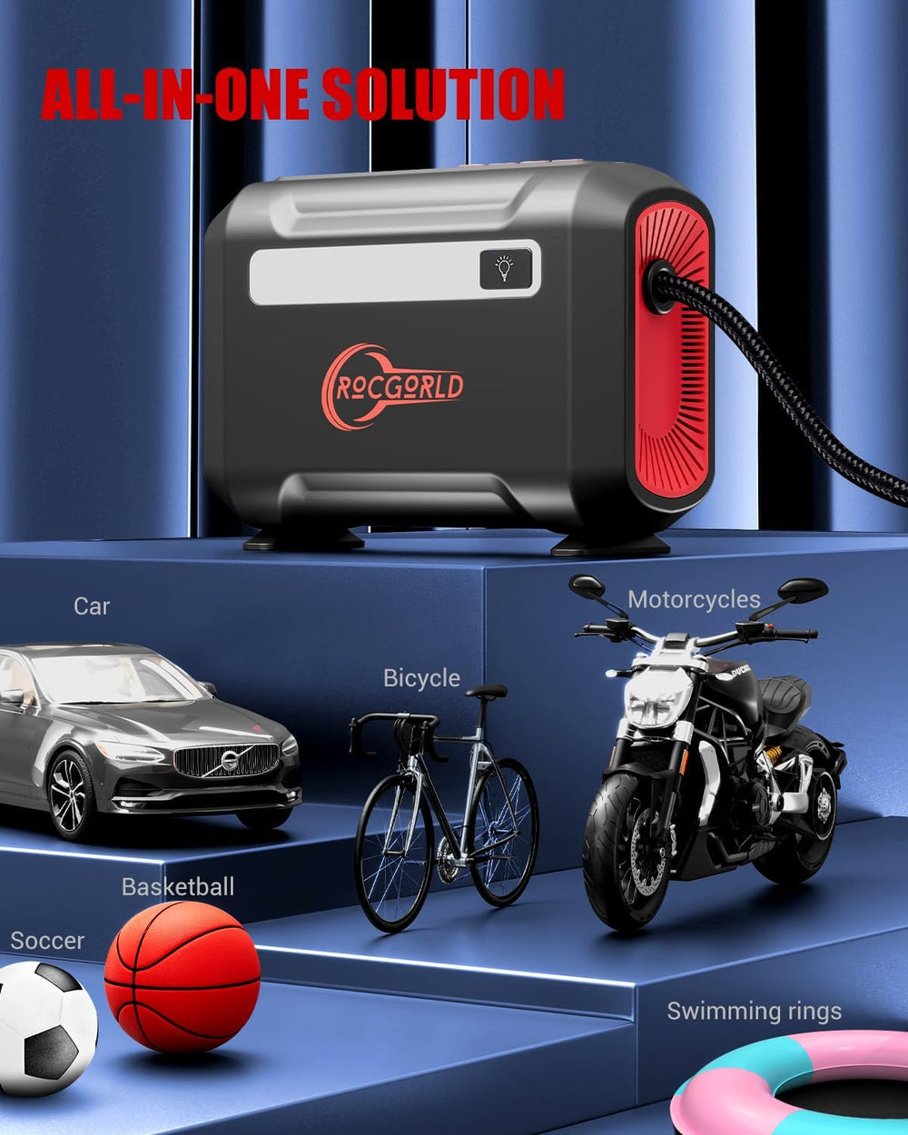 ROCGORLD R8 Tire Inflator Portable Air Compressor, DC 12V Air Compressor Port...