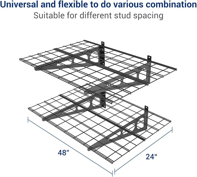 FLEXIMOUNTS 2 Pack 2x4ft Garage Shelving, Wall Shelf Garage Storage Rack