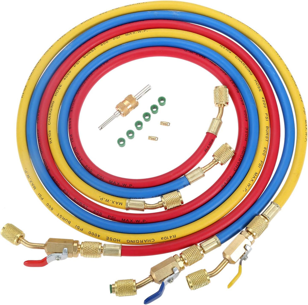 AC Refrigerant Charging Hose with Ball Valve R410A R134A R12 R22 R502 R404