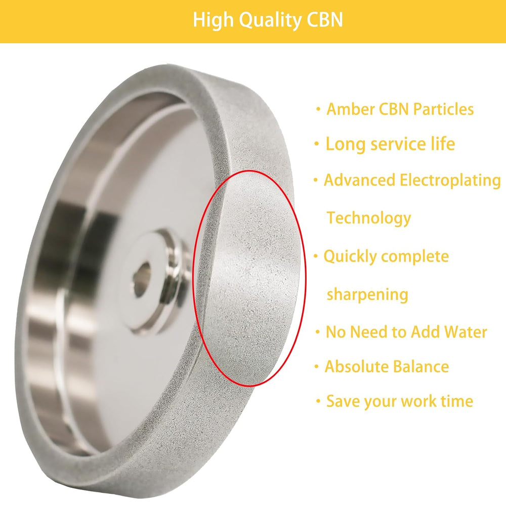 CBN Grinding Wheel 8 Inch 80 Grit, 8" x 1" Wide, 5/8" Arbor, B...