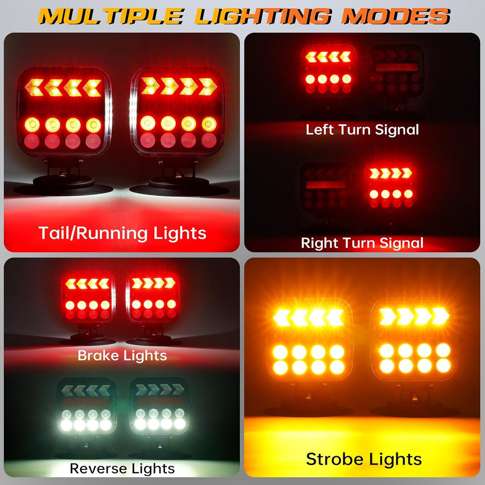 Wireless Trailer Lights, Adjustable Magnetic LED Trailer Lights with Reflecto...