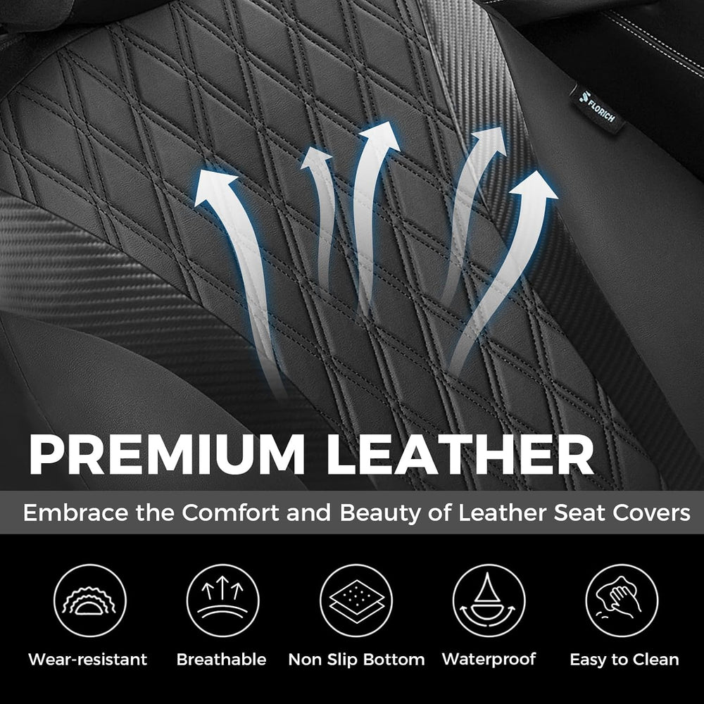 Seat Covers Full Set, Leather Seat Covers for Cars, Waterproof Car Seat Prote...