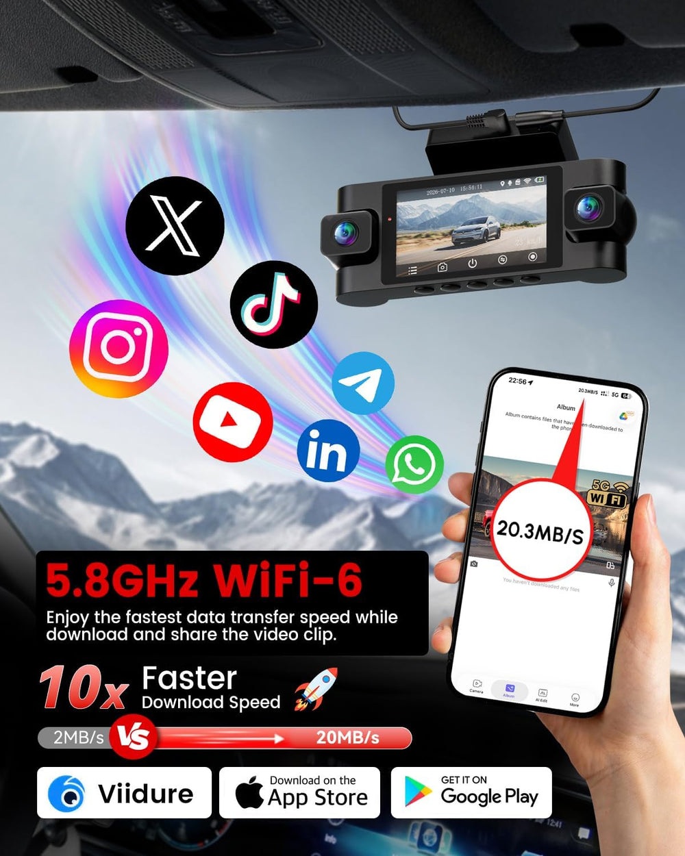 4K Dash Cam for Cars, 4 Channel 360° View Car Camera, Black