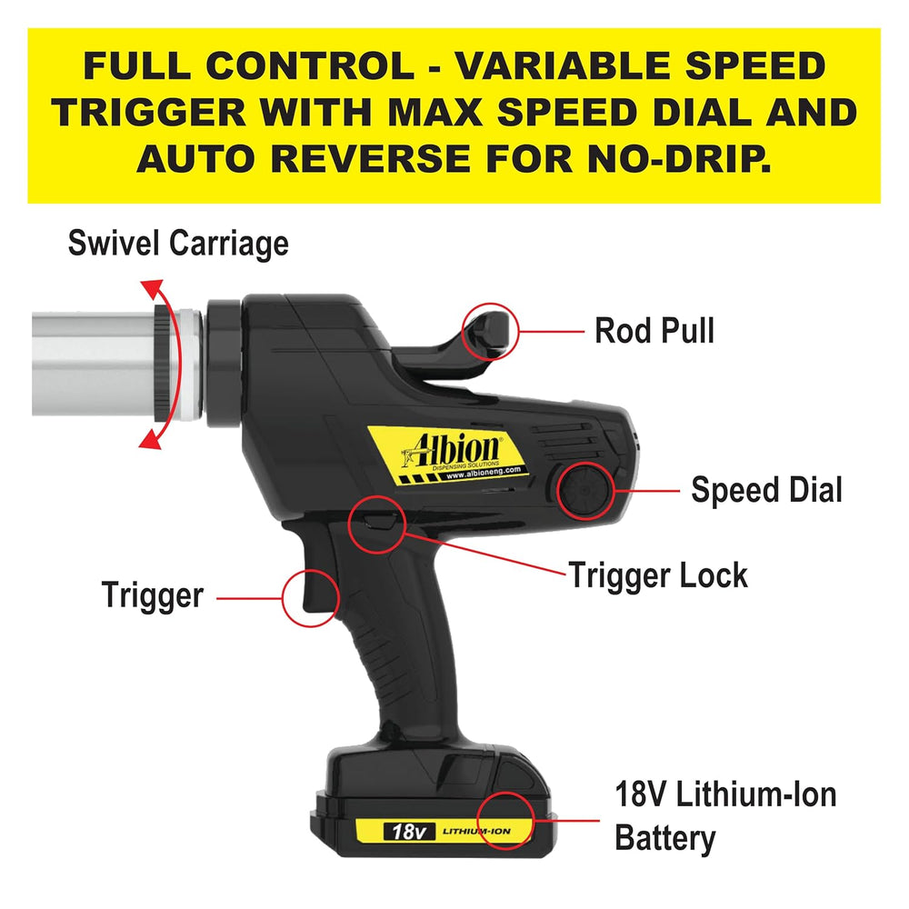 Albion Engineering DL-45-T13E Professional Line Cordless Bulk Caulking Gun, 1...