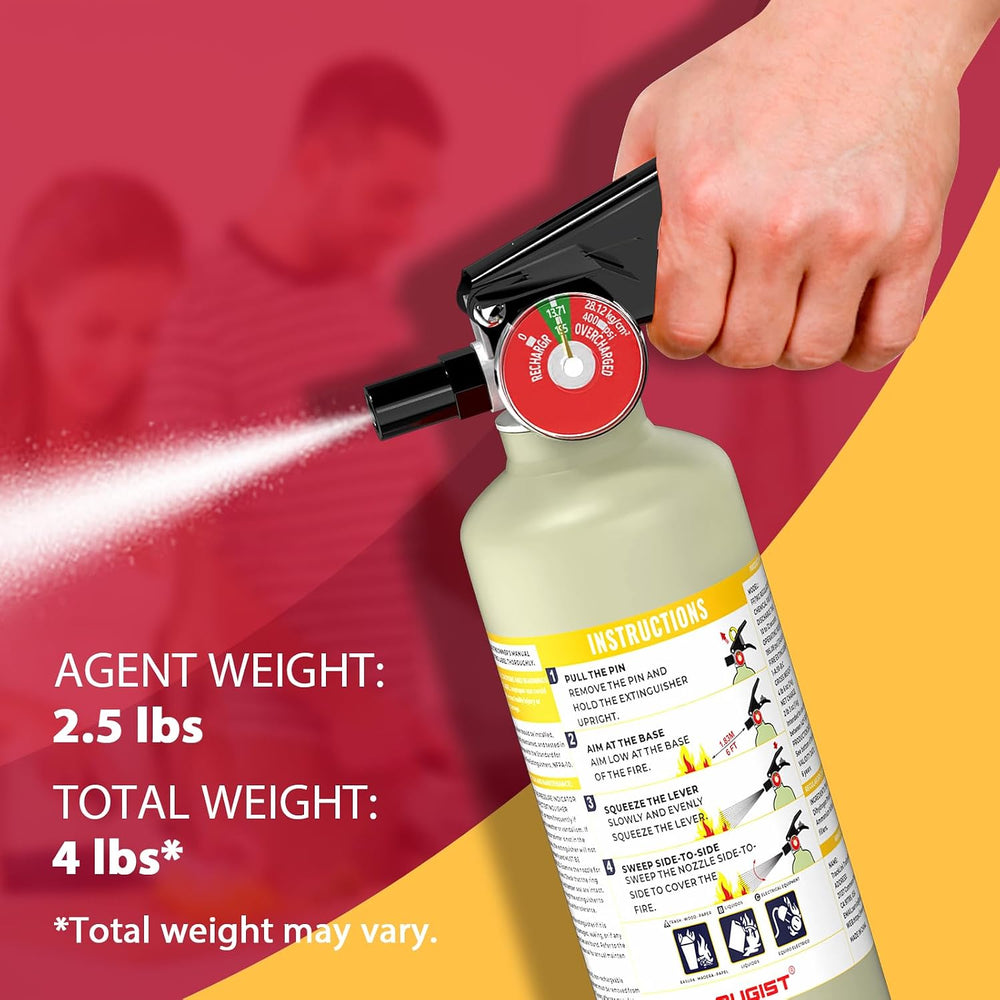 Ougist ABC Dry Chemical Fire Extinguisher, 2.5 lb Agent, 1-A:10-B:C