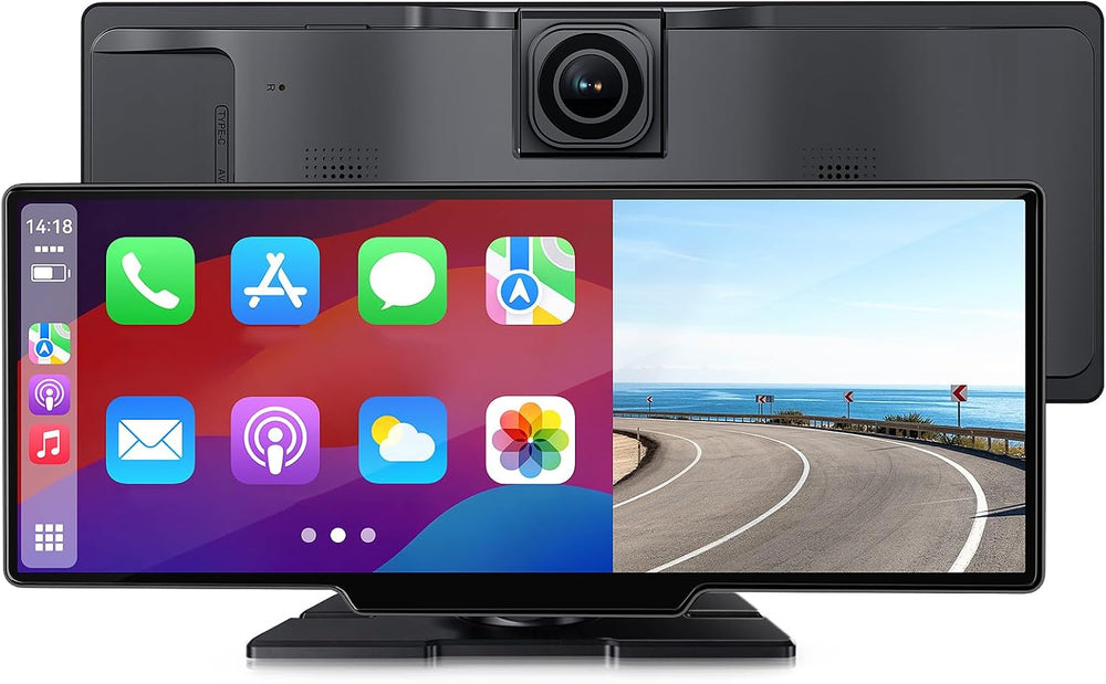 10.26" Wireless Carplay Screen for Car with 4K Dash Cam, Portable Apple ...