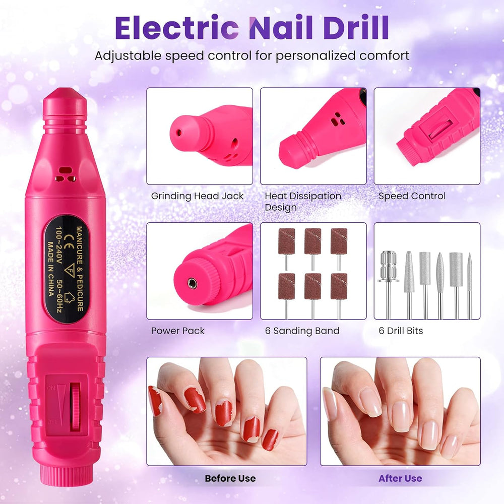 Acrylic Nail Kit for Beginners with Everything in Storage Bag, Bling Purple