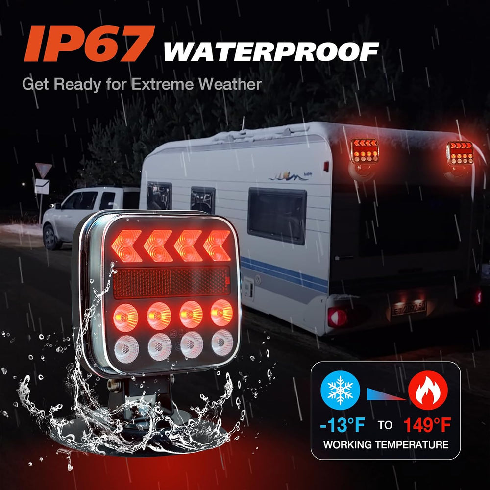 Wireless Trailer Lights with Strobe Mode, Magnetic Tow Tail Light